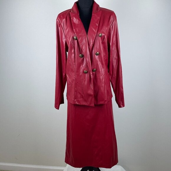 Ashley Stewart Dresses & Skirts - Ashley Stewart Red Faux Leather 2 piece Set Size 18/20